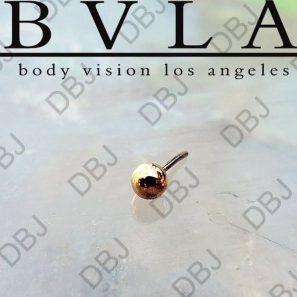 BVLA Yellow Gold Plain Bead Pushpin, 3mm, Threadless - Picture 2 of 2